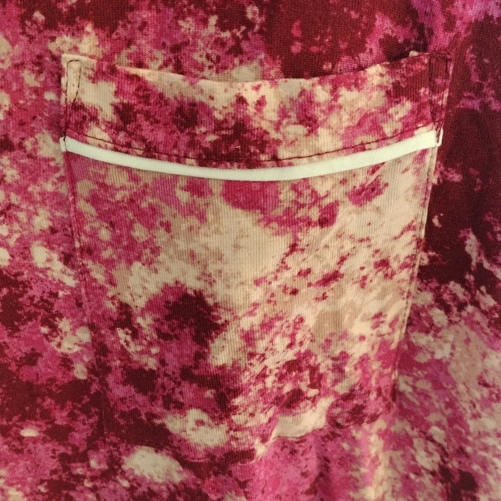 Jenni Pajama Set‎ Women's S Pink Tie Dye Long Sleeve Notch Collar Soft Lounge